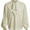 Men medieval Gothic Shirt Larp Viking Vintage Bridegroom Cosplay Costume Top Princes white Shirt Stage perfoming outfit