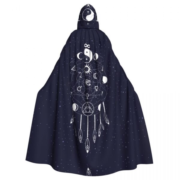 Hooded Cloak Unisex Cloak with Hood Dreams Catcher With Ying Yang And Eye Of Horus Cloak Vampire Witch Cape Cosplay Costume