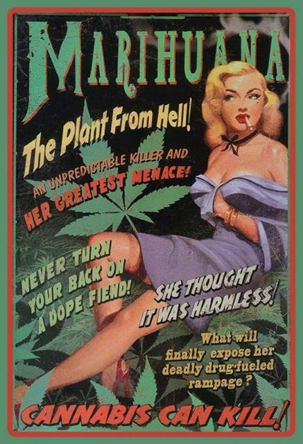 Marijuana Plant from Hell Cannabis Metal tin Sign Retro Flower Plant Metal tin Sign Wall Art Rustic Tray Plaque Garden House|Plaques & Signs|