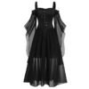 2023 New Medieval Witch Dress For Women Halloween Carnival Women Plus Size Cold Shoulder Butterfly Sleeve Halloween Gothic Dress