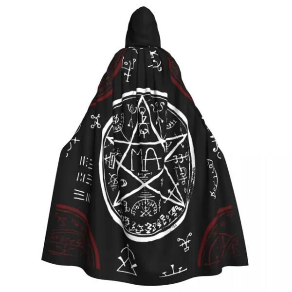 Long Cape Cloak Pentagram And Mystic Symbols Hooded Cloak Coat Autumn Hoodies