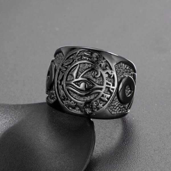 Men Egyptian Eye of Horus Ring Stainless Steel Cross of Life Ankh Text Symbol Rings Vintage Jewelry for Man US Size 7 14|Rings|