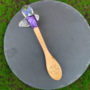 Witch Altar Tool Goddness Triple Moon Pentgram Crystal Wood Spoon Ritual Tool Altar Adornment Magic Wicca Gift