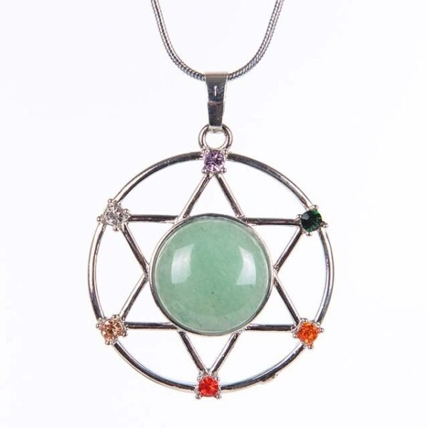 New Natural Stone Hexagram Pendant Necklace Spiritual Star of David Healing Chakra Beads Fashion Jewelry