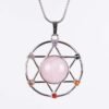 New Natural Stone Hexagram Pendant Necklace Spiritual Star of David Healing Chakra Beads Fashion Jewelry