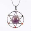 New Natural Stone Hexagram Pendant Necklace Spiritual Star of David Healing Chakra Beads Fashion Jewelry