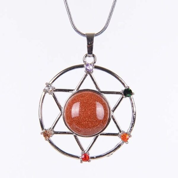 New Natural Stone Hexagram Pendant Necklace Spiritual Star of David Healing Chakra Beads Fashion Jewelry