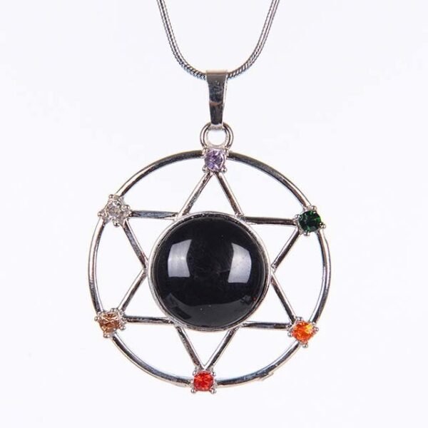 New Natural Stone Hexagram Pendant Necklace Spiritual Star of David Healing Chakra Beads Fashion Jewelry