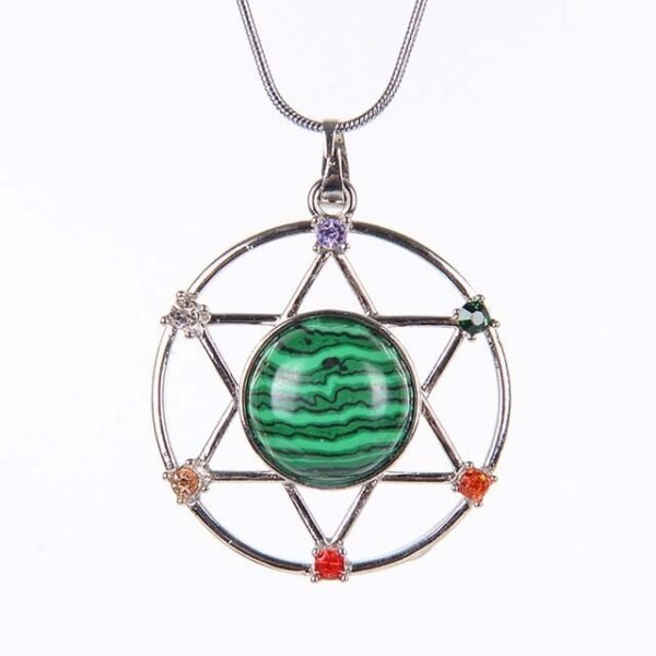 New Natural Stone Hexagram Pendant Necklace Spiritual Star of David Healing Chakra Beads Fashion Jewelry