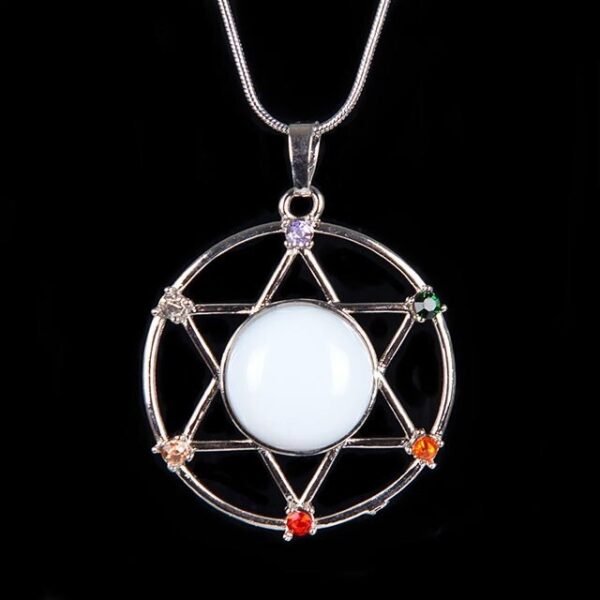 New Natural Stone Hexagram Pendant Necklace Spiritual Star of David Healing Chakra Beads Fashion Jewelry
