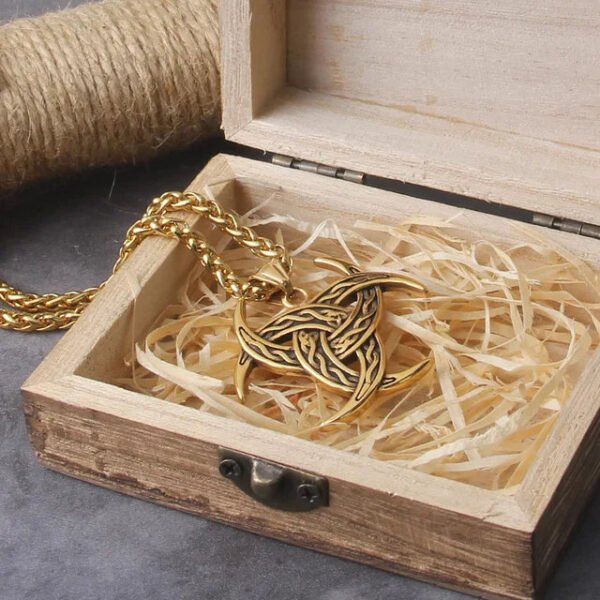 Eternal Vigor: Norse Rune Amulet Pendant - Viking Trinity Necklace in Gold Stainless Steel