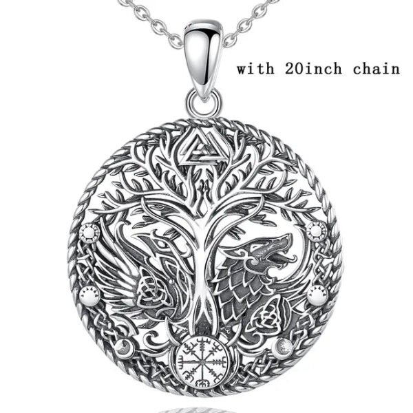 Viking Raven Wolf Compass Tree of Life Amulet Pendant