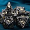 DND Metal Dice Set Dungeon and Dragon Gifts Hollow D&D Dice Set RPG Large Polyhedral Dice Role Playing Dice D20 D12 D8 D6