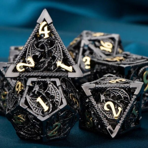 DND Metal Dice Set Dungeon and Dragon Gifts Hollow D&D Dice Set RPG Large Polyhedral Dice Role Playing Dice D20 D12 D8 D6