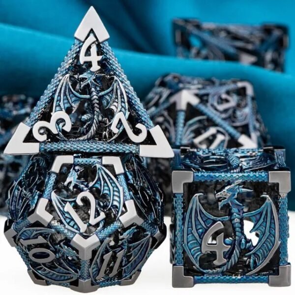 DND Metal Dice Set Dungeon and Dragon Gifts Hollow D&D Dice Set RPG Large Polyhedral Dice Role Playing Dice D20 D12 D8 D6