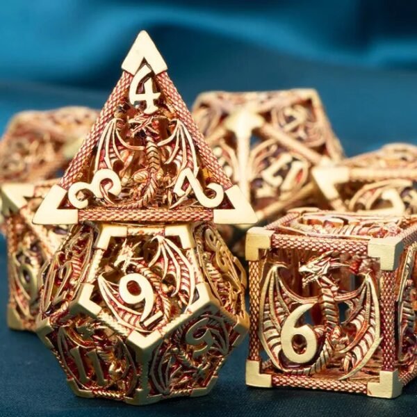 DND Metal Dice Set Dungeon and Dragon Gifts Hollow D&D Dice Set RPG Large Polyhedral Dice Role Playing Dice D20 D12 D8 D6