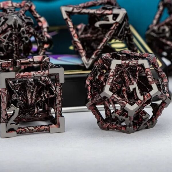 DND Metal Dice Set Dungeon and Dragon Gifts Hollow D&D Dice Set RPG Large Polyhedral Dice Role Playing Dice D20 D12 D8 D6