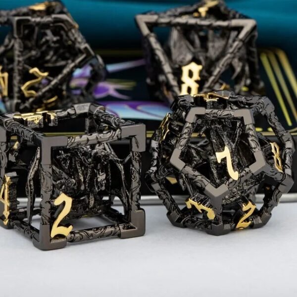 DND Metal Dice Set Dungeon and Dragon Gifts Hollow D&D Dice Set RPG Large Polyhedral Dice Role Playing Dice D20 D12 D8 D6
