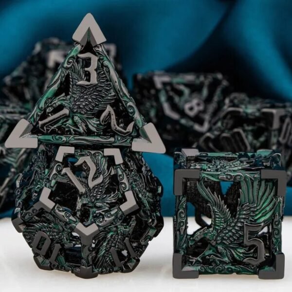 DND Metal Dice Set Dungeon and Dragon Gifts Hollow D&D Dice Set RPG Large Polyhedral Dice Role Playing Dice D20 D12 D8 D6
