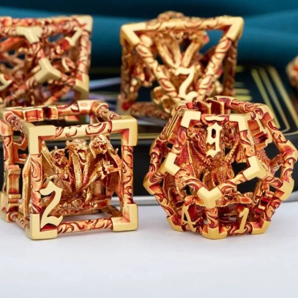 DND Metal Dice Set Dungeon and Dragon Gifts Hollow D&D Dice Set RPG Large Polyhedral Dice Role Playing Dice D20 D12 D8 D6