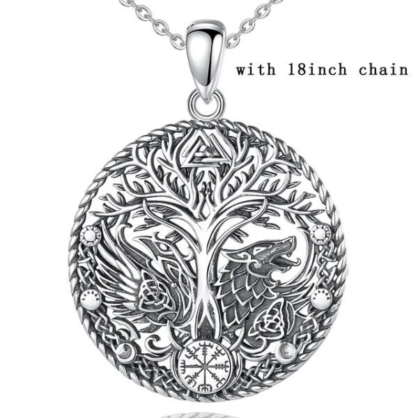 Viking Raven Wolf Compass Tree of Life Amulet Pendant
