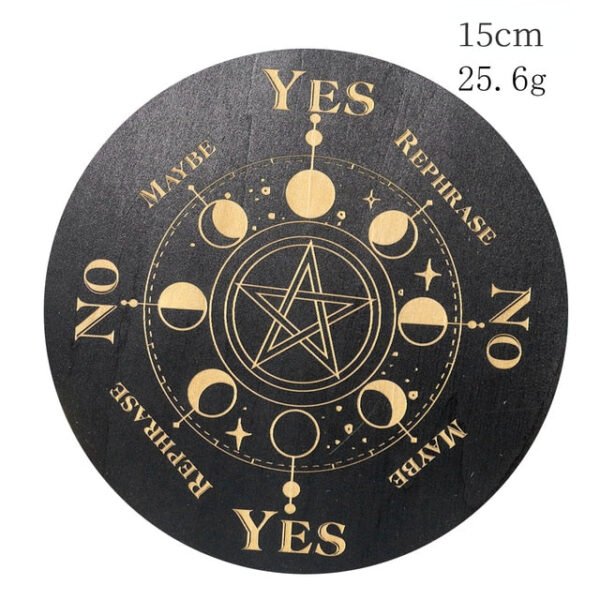 15cm Wood Black Round Witchcraft Altar Butterfly Board Meditation Cube Moon Phase Pendulum Game Magical Divination Planchette - Charms