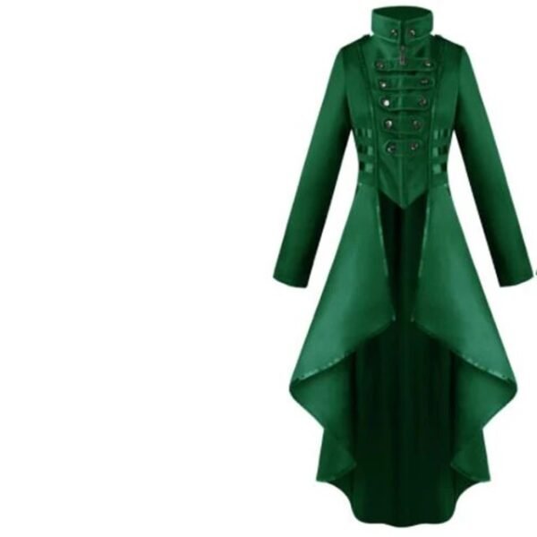 Women Medieval Victorian Costume Tuxedo Tailcoat Gothic Steampunk Trench Irregular Hem Vintage Frock Outfit Coat Spring Fall