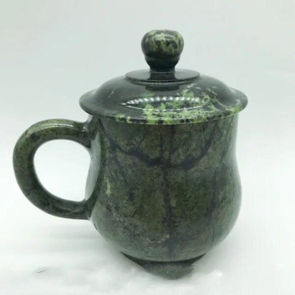 Natural Tibetan Jade Medicine King Stone Tea Cup Serpentine Jade Active Magnetic Health Care Jewelry Natural Jade Color Random