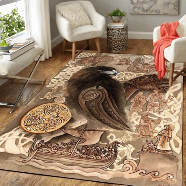 Viking Odin Wolf Rug Viking Norse Mythology Large Area Rugs Comfortable Carpet Rugs For Bedroom Printed Mat Bedroom Decor Carpet