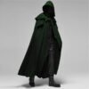 Medieval Vintage Hooded Loose Black Cloak Coats Windproof Trench Chic Winter Long Cape Poncho Gothic Mens Monk Halloween Cosplay