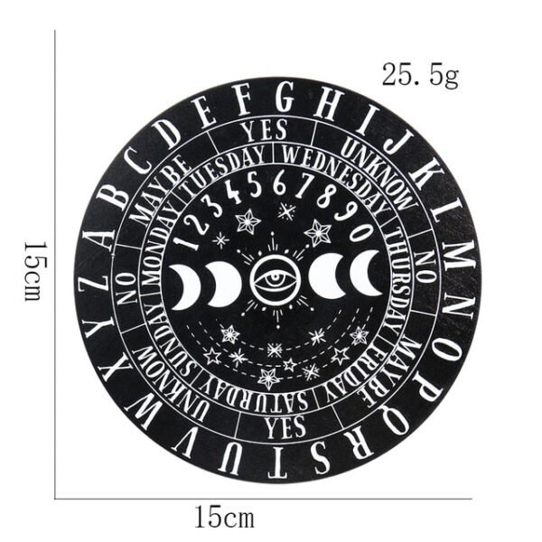 15cm Wood Black Round Witchcraft Altar Butterfly Board Meditation Cube Moon Phase Pendulum Game Magical Divination Planchette - Charms