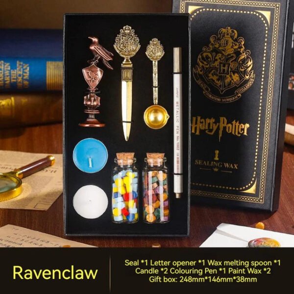 Magic Schools Wax Seal Stamp Set European British Feather Fountain Pen Wax Pellets Children's Day Gift Stamps for Scrapbooking