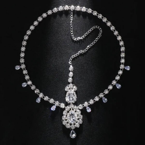 Bohemian Bridal Headband Crystal Waterdrop Headpiece Hair Chain for Women Wedding Rhinestone Forehead Jewelry Hair Accesories