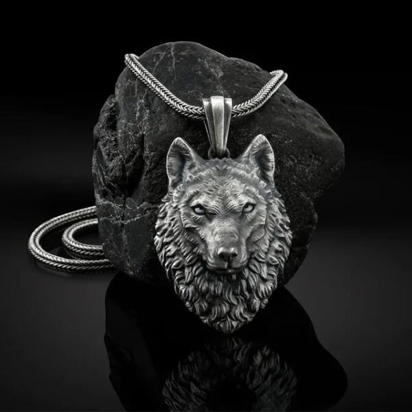 Punk Men's Wolf Head Lion Bear Fox Pure Tin Pendant Necklace Hip Hop Retro Animal Collar Chain Birthday Party Jewelry Gift