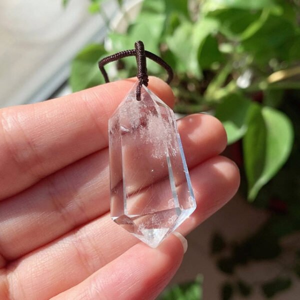 Big Natural Stone Crystal Jewelry Lapis Amethysts Opal Pink Quartz Obsidian Bullet Hexagonal Pendulum Pendant Necklace Amulet