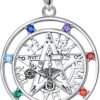 Vito Sterling Silver Tetragrammaton Necklace for Women Men, Abalone Shell 18k Gold Plated Pentagram Pendant, Wiccan Protection Amulet Pentacle Star Jewelry Gift for Wife Husband, 24"/18"/22"
