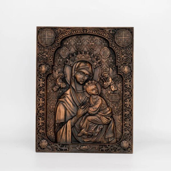 Our Lady of Perpetual Help Wood Carved Wall Decor, Catholic Religious Items, Home Decor, Our Lady Statue, Vintage Art