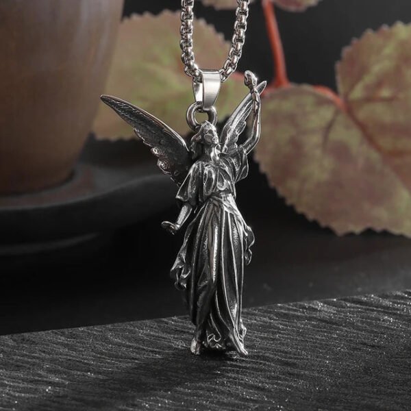Retro Gothic Mystical Angel Wings Pendant Necklace