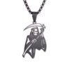 Vintage Gothic Hell Reaper Scythe Pendant Mystical Demon Necklace for Men Personality Punk Halloween Trend Jewelry