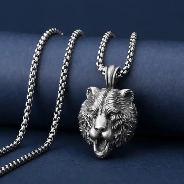 Vintage Metal Tin Lion Head Pendant Necklaces Men's Hip Hop Punk Animal Tiger Bear Wolf High End Couple Sweater Chain Jewelry