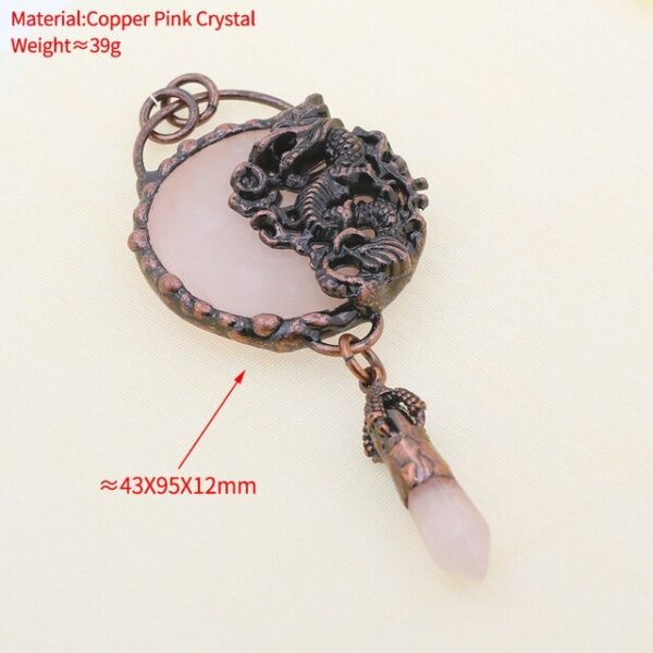 Antique Copper Retro Large Welded Semi precious Stone Retro Snake Lion Dragon Ox Necklace Pendan