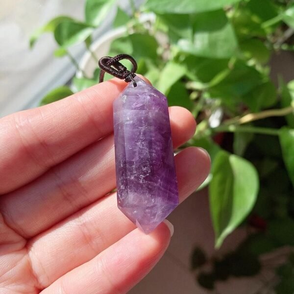 Big Natural Stone Crystal Jewelry Lapis Amethysts Opal Pink Quartz Obsidian Bullet Hexagonal Pendulum Pendant Necklace Amulet