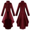 Women Medieval Victorian Costume Tuxedo Tailcoat Gothic Steampunk Trench Irregular Hem Vintage Frock Outfit Coat Spring Fall