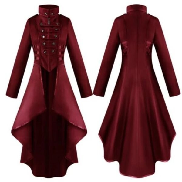 Women Medieval Victorian Costume Tuxedo Tailcoat Gothic Steampunk Trench Irregular Hem Vintage Frock Outfit Coat Spring Fall