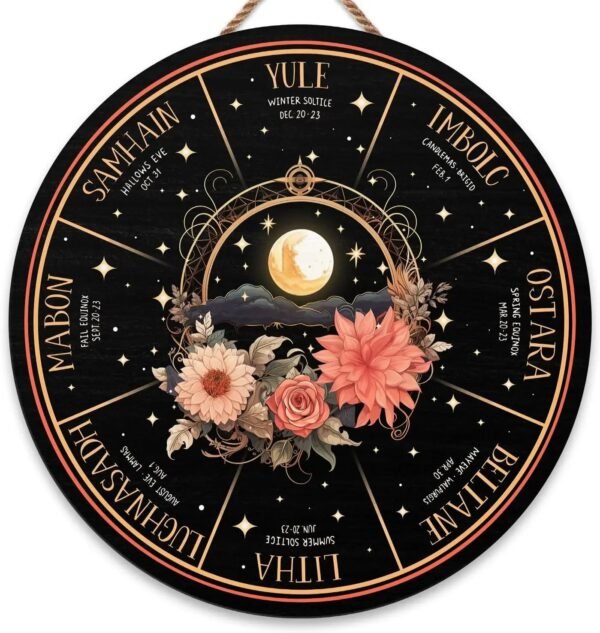 Wheel of the Year Wooden Wall Plaque - Witch Pagan Wiccan Sabbat Decor