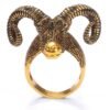 Goat Horn Head Antelope Big Sheep head Ring Satan Worship Baphomet Aries Zodiac Wicca Star Punk Rock Animal Rings Man Jewelry