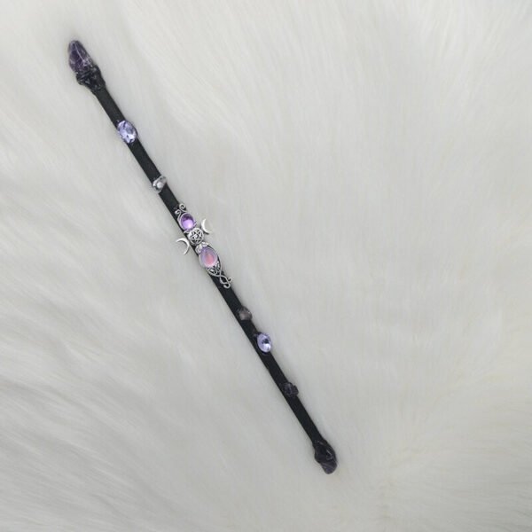 Magic Spell Witch Magic Fairy Wand Crystal Triple Crescent Moon Ritual Tool Altar Adornment Banish Evil Wicca Gift