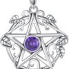 Vito Sterling Silver Tetragrammaton Necklace for Women Men, Abalone Shell 18k Gold Plated Pentagram Pendant, Wiccan Protection Amulet Pentacle Star Jewelry Gift for Wife Husband, 24"/18"/22"