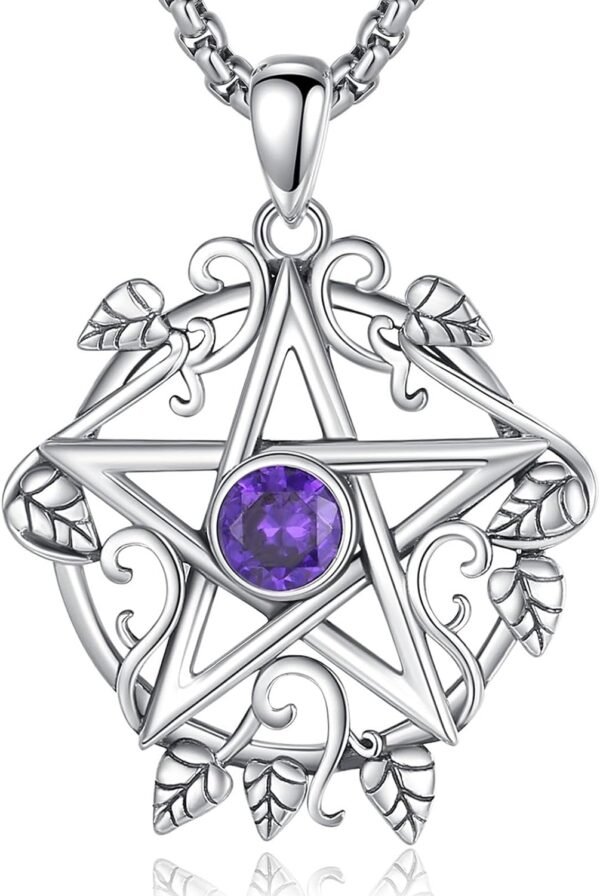 Vito Sterling Silver Tetragrammaton Necklace for Women Men, Abalone Shell 18k Gold Plated Pentagram Pendant, Wiccan Protection Amulet Pentacle Star Jewelry Gift for Wife Husband, 24"/18"/22"