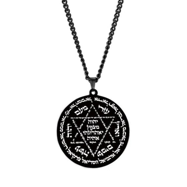 Protect God Pendant Kabbalah Amulet Names of 12 angels & Star of David Laser Cut Talisman Stainless Steel Pendant Necklace
